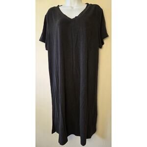 Fishers Finery Womens XL Black Short Sleeve Knee Length T-shirt Dress Bamboo